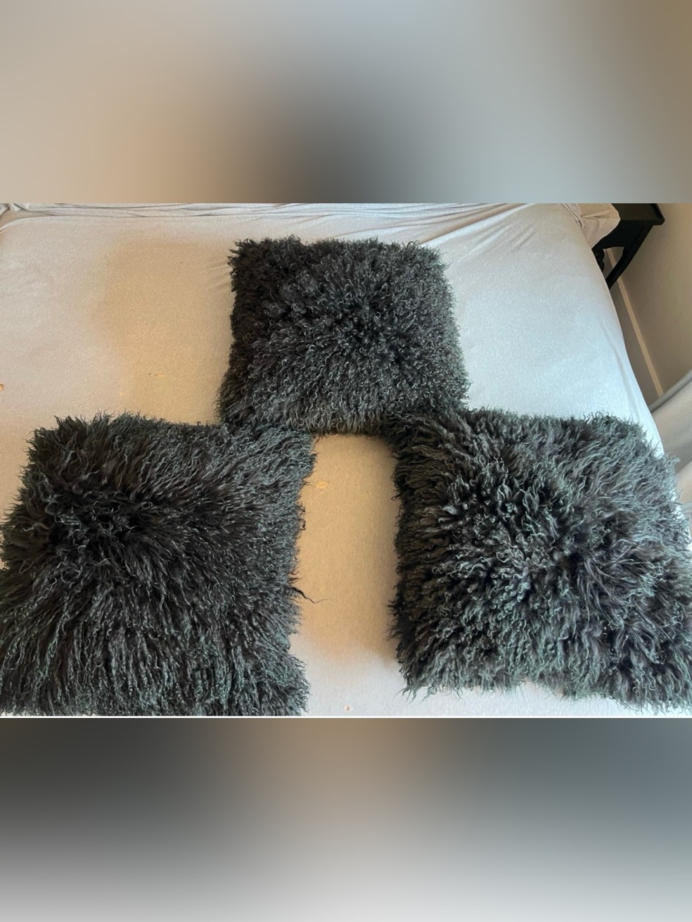 Mongolian Sheep throw pillows  100% wool black & green down inserts 22"x22"